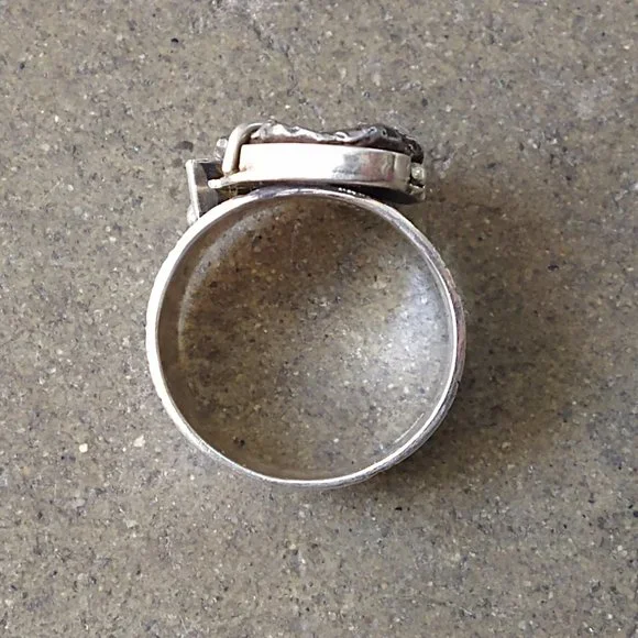 Vintage Sterling Silver Ring Size 12 Meteorite Modern Abstract Avant Garde